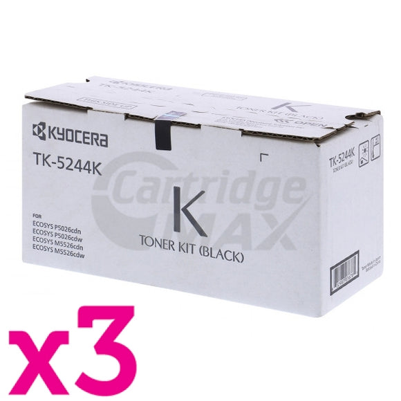 3 x Original Kyocera TK-5244K Black Toner Cartridge Ecosys M5526, P