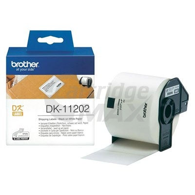 Brother DK-11202 Original Black Text on White Die-Cut Paper Label Roll 62mm x 100mm - 300 labels per roll