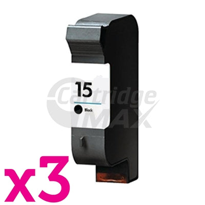 3 x HP 15 Generic Black Inkjet Cartridge C6615DA