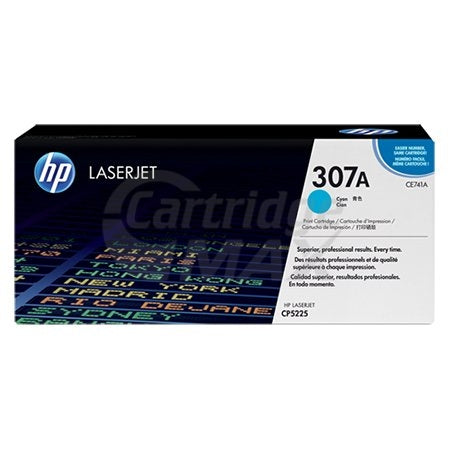 HP CE741A (307A) Original Cyan Toner Cartridge - 7,300 Pages
