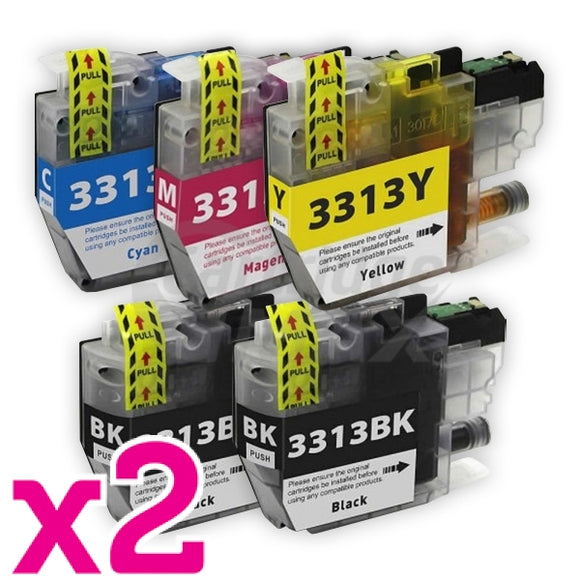 10 Pack Generic Brother LC-3313 Ink Cartridges Combo (High Yield of Brother LC-3311) [4BK, 2C, 2M, 2Y]