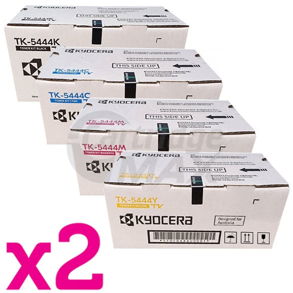 2 Sets of 4 Pack Original Kyocera TK-5444 Toner Cartridges ECOSYS PA2100, MA2100 [2BK,2C,2M,2Y]
