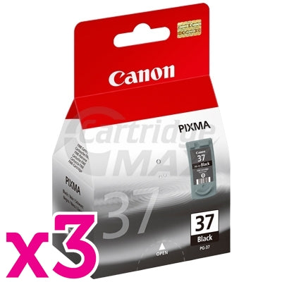 3 x Original Canon PG-37 Black Ink Cartridge