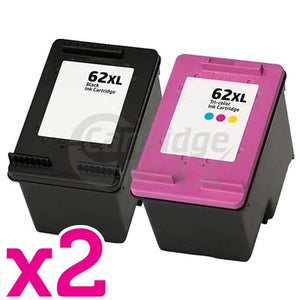 4 Pack HP 62XL Generic High Yield Inkjet Cartridges C2P05AA + C2P07AA [2BK,2CL]