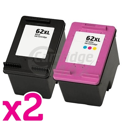 4 Pack HP 62XL Generic High Yield Inkjet Cartridges C2P05AA + C2P07AA [2BK,2CL]