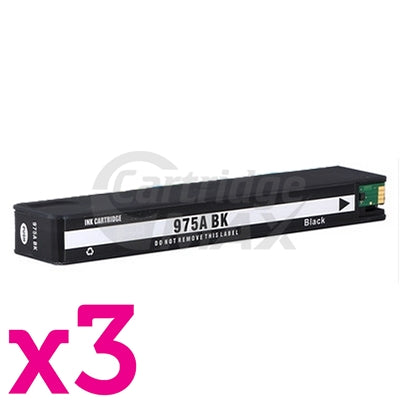 3 x HP 975A Generic Black Inkjet Cartridge L0R97AA - 3,500 Pages