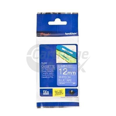 Brother TZe-535 Original 12mm White Text on Blue Laminated Tape - 8 meters