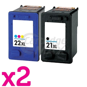 4 Pack HP 21XL + 22XL Generic Inkjet Cartridges C9351CA + C9352CA [2BK,2CL]