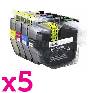 20 Pack Brother LC-3317 Generic Ink Cartridges Combo [5BK, 5C, 5M, 5Y]