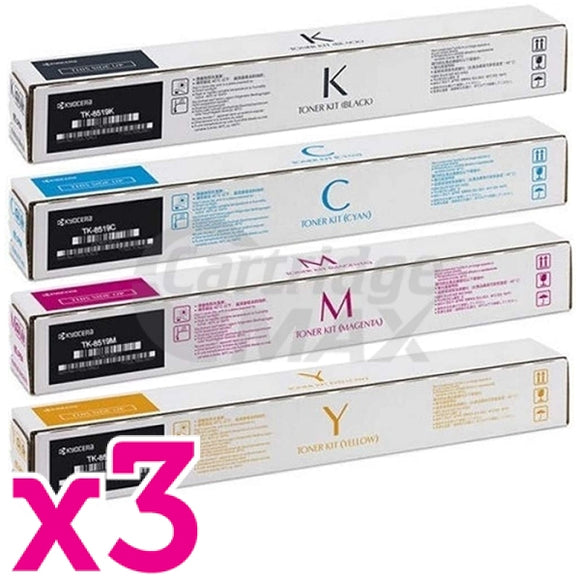 3 sets of 4 Pack Original Kyocera TK-8519 Toner Combo TASKalfa 5052CI, 6052CI [3BK,3C,3M,3Y]