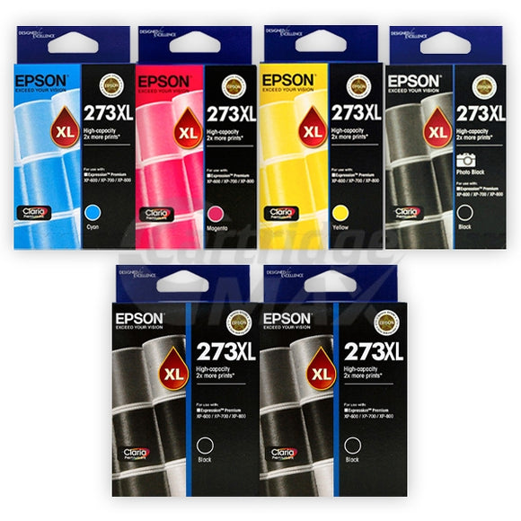 6-Pack Epson 273XL Original High Yield Ink Combo [2BK,1PBK,1C,1M,1Y]