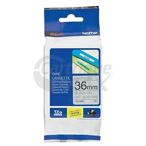 Brother TZe-M961 Original 36mm Black Text on Matt Silver Laminated Tape - 8 metres