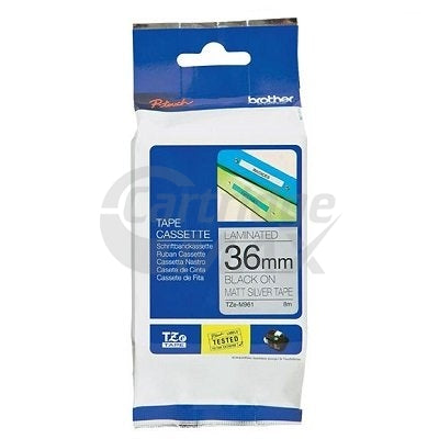 Brother TZe-M961 Original 36mm Black Text on Matt Silver Laminated Tape - 8 metres