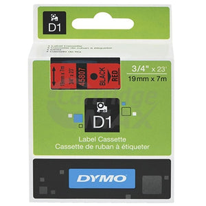 Dymo SD45807 / S0720870 Original 19mm Black Text on Red Label Cassette - 7 meters