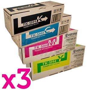 3 sets of 4 Pack Original Kyocera TK-5144 Toner Combo M-6030CDN, M-6530CDN, P-6130CDN [3BK+3C+3M+3Y]