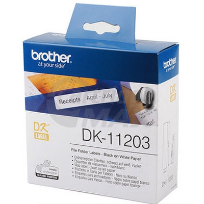 Brother DK-11203 Original Black Text on White Die-Cut Paper Label Roll 17mm x 87mm - 300 labels per roll