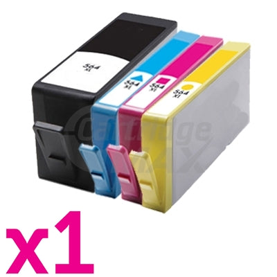 4 Pack HP 564XL Generic Inkjet Cartridges CN684WA+CB323WA-CB325WA [1BK,1C,1M,1Y]