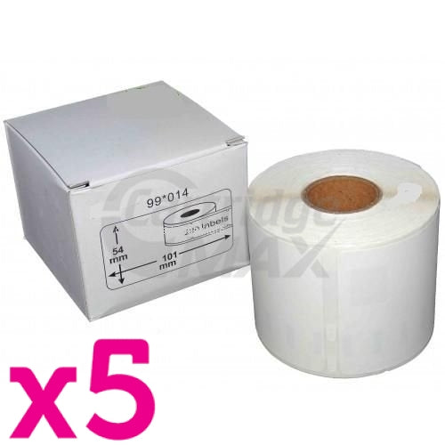 5 x Dymo SD99014 / S0722430 Generic White Label Roll 54mm x 101mm -220 labels per roll