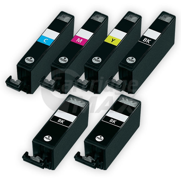 6-Pack Canon PGI-525, CLI-526 Generic Inkjet (with Chip) [2BK,1PBK,1C,1M,1Y]