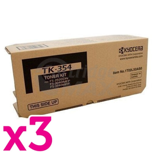 3 x Original Kyocera TK-354 Black Toner Cartridge FS-3040MFP, FS-3140MFP, FS-3540MFP, FS-3640MFP, FS-3920DN