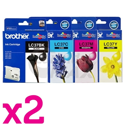 8 Pack Original Brother LC-37 Ink Combo [2BK+2C+2M+2Y]