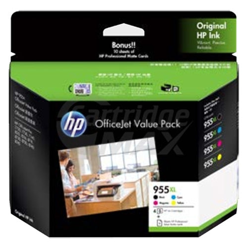 HP 955XL Original High Yield Inkjet Cartridge Combo Value Pack 2PD46A [BK+C+M+Y+Photo Paper]