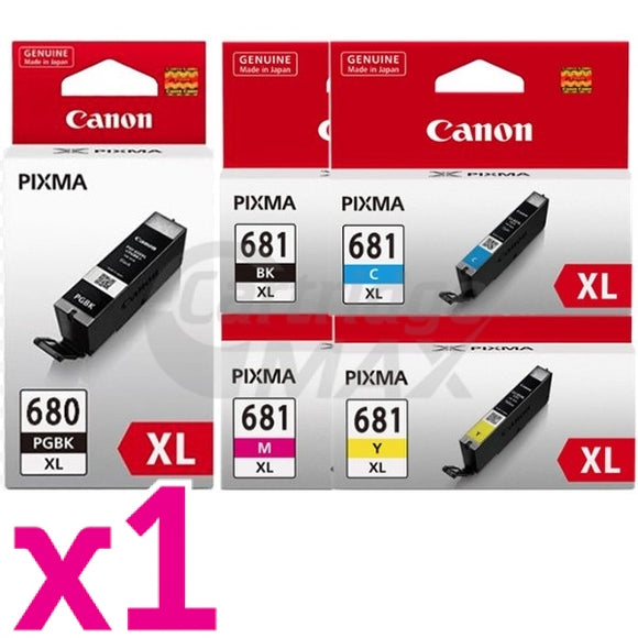 5 Pack Canon PGI-680XL CLI-681XL High Yield Original Inkjet Cartridges Combo [1BK,1PBK,1C,1M,1Y]