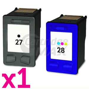 2 Pack HP 27 + 28 Generic Inkjet Cartridges C8727AA + C8728AA [1BK,1CL]