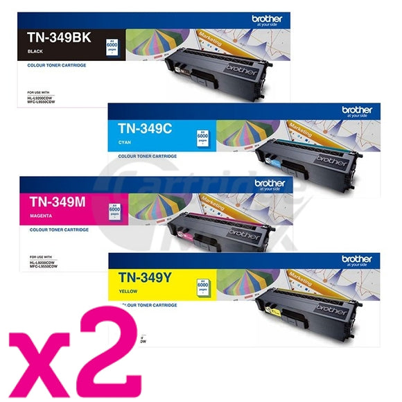 2 sets of 4-Pack Original Brother TN-349 Toner Combo [2BK,2C,2M,2Y]