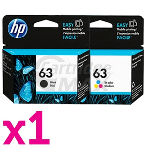 2 Pack HP 63  Original Inkjet Cartridges F6U62AA + F6U61AA [1BK,1CL]