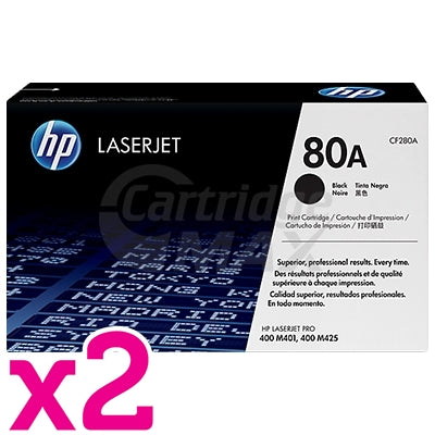 2 x HP CF280A (80A) Original Black Toner Cartridge - 2,700 Pages