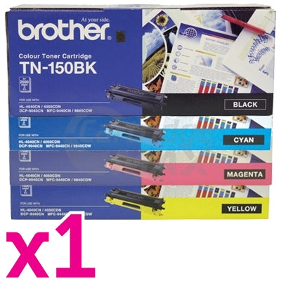 4 Pack Original Brother TN-150 Toner Cartridges [1BK,1C,1M,1Y]