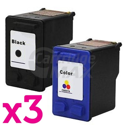 6 Pack HP 60XL Generic Inkjet Cartridges CC641WA + CC644WA [3BK,3CL]