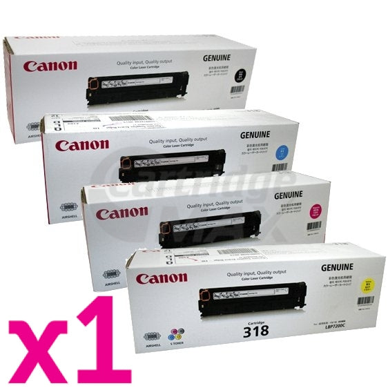 4 Pack Original Canon CART-318 Toner Cartridges [1BK,1C,1M,1Y]