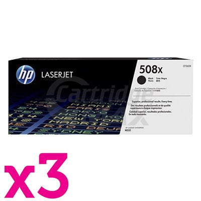 3 x HP 508X (CF360X) Original Black Toner Cartridge