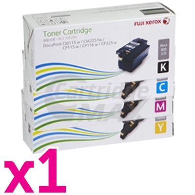 4 Pack Original Fuji Xerox Docuprint CM115 CP115 CP116 CM225 CP225 High Yield Toner Cartridges (CT202264-CT202267) - [1BK,1C,1M,1Y]