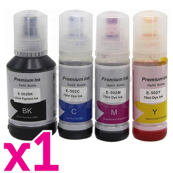 4-Pack Generic Epson T502 EcoTank Ink Bottles [BK+C+M+Y]