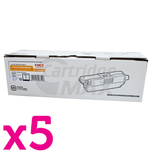 5 x OKI Original C510DN,C530DN,MC561 Black Toner Cartridge - 5,000 pages (44469806)