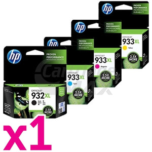 4 Pack HP 932XL + 933XL Original High Yield Inkjet Cartridges CN053AA - CN056AA [1BK,1C,1M,1Y]