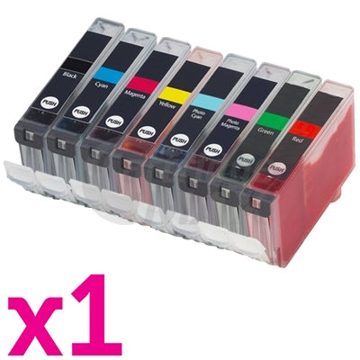 8-Pack Canon CLI-8BK/C/M/Y/PC/PM/G/R  Generic Inkjet (with Chip) [1PBK,1C,1M,1Y,1PC,1PM,1G,1R]