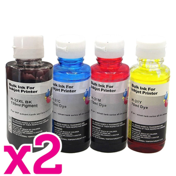 8 Pack HP 32XL + 31 Generic Ink Bottle 1VV24AA 1VU26AA-1VU28AA [2BK,2C,2M,2Y]