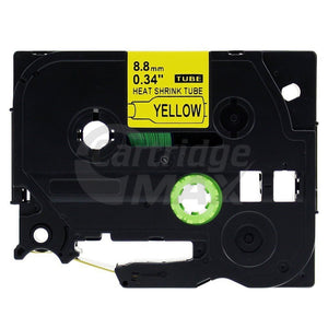 Brother HSe-621 Generic 8.8mm Black Text on Yellow Heat Shrink Tube Tape - 1.5 meters