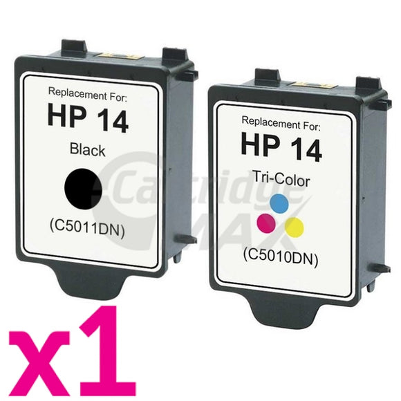 2 Pack HP 14 Generic Inkjet Cartridges C5010DA+C5011DA [1BK,1CL]