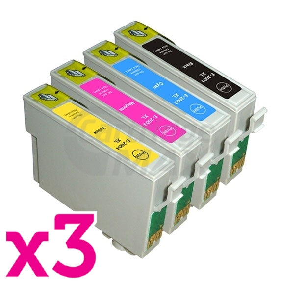 12 Pack Epson 200XL (C13T201192-C13T201492) Generic High Yield Inkjet Cartridges [3BK,3C,3M,3Y]
