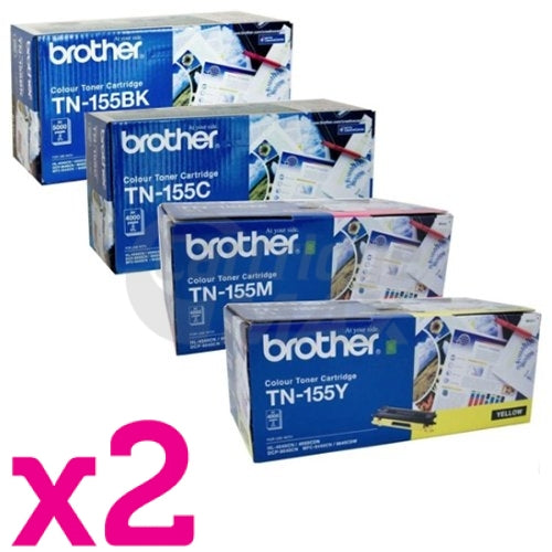 2 Sets of 4 Pack Brother TN-155 Original Toner Combo[2BK,2C,2M,2Y]  (TN155 is High Capacity Version of TN150)