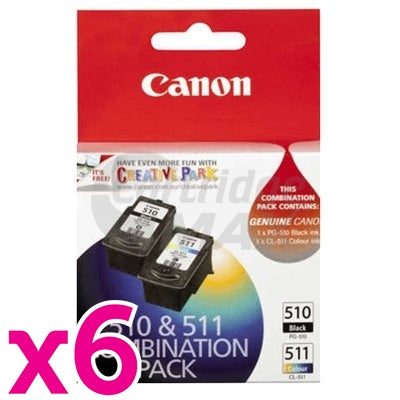 6 x Canon PG-510 + CL-511 Original Ink Twin Pack (PG510CL511CP) [6BK,6C]