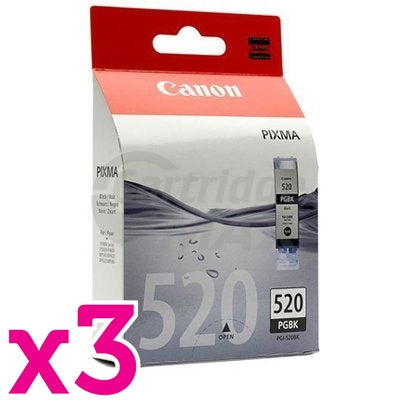3 x Original Canon PGI-520BK Black Inkjet