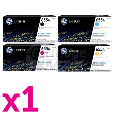 4 Pack HP 655A (CF450A-CF453A) Original Toner Cartridges [1BK,1C,1M,1Y]
