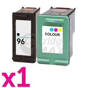 2 Pack HP 96 + 97 Generic Inkjet Cartridges C8767WA  + C9363WA [1BK,1CL]