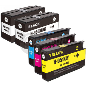 5 Pack HP 950XL + 951XL Generic Inkjet Cartridges CN045AA - CN048AA [2BK,1C,1M,1Y]